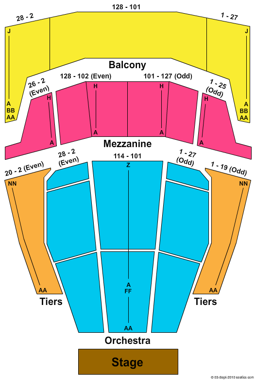Zellerbach Hall End Stage Seating Chart